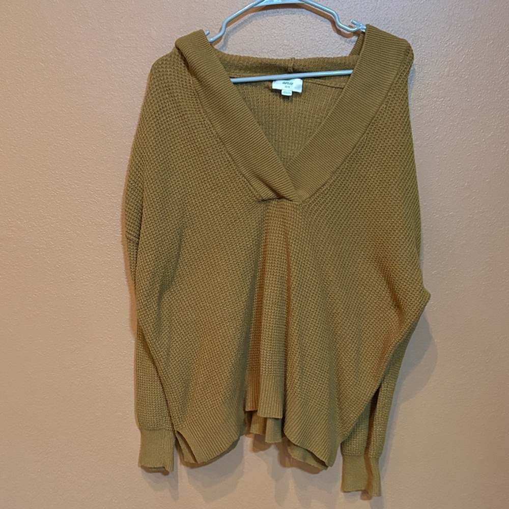 Aerie Mustard V-Neck Sweater